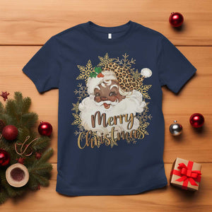 Funny Retro Black Santa Merry Christmas Leopard T Shirt TS11 Navy Print Your Wear