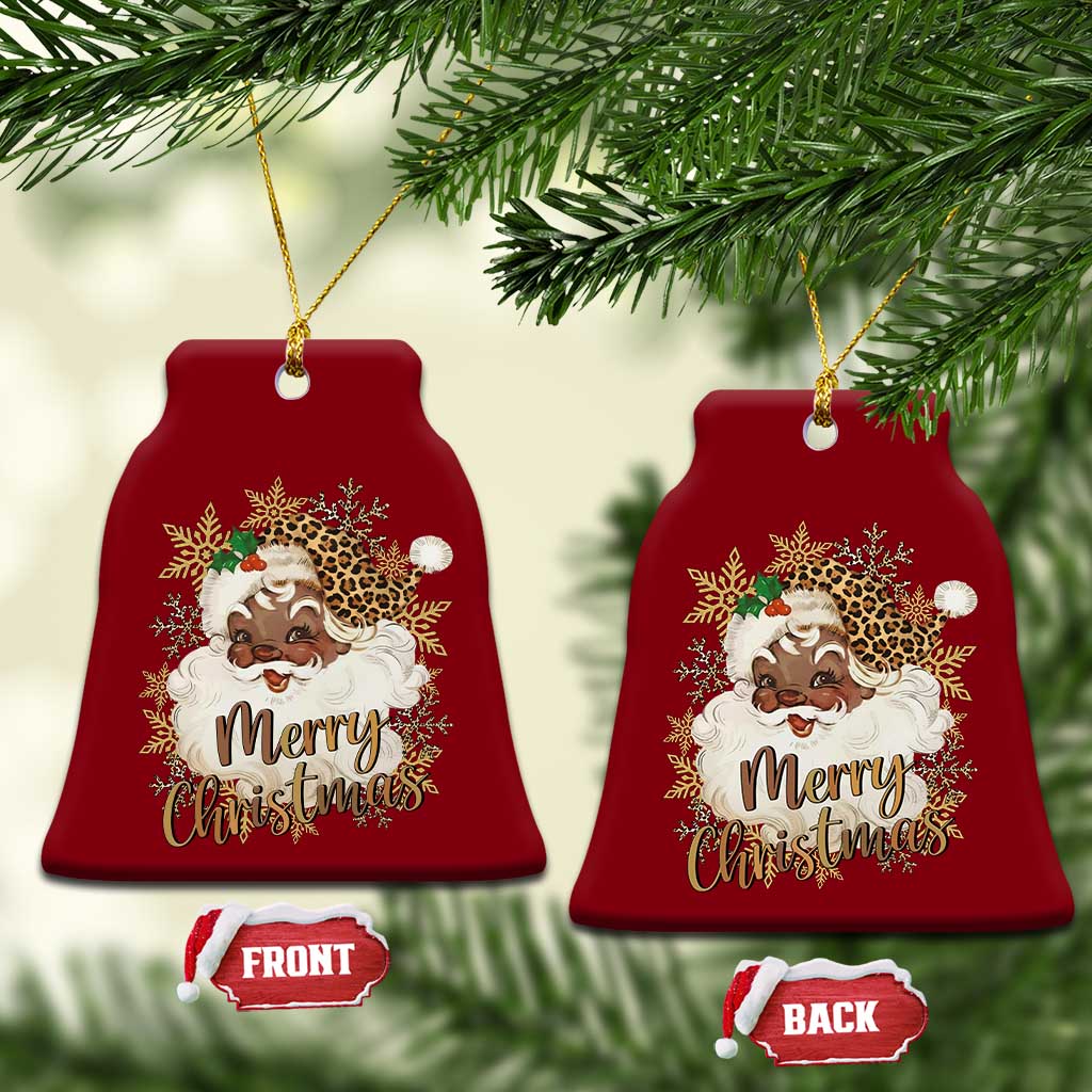 Funny Retro Black Santa Merry Christmas Leopard Ceramic Ornament TS11 Print Your Wear