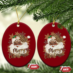 Funny Retro Black Santa Merry Christmas Leopard Ceramic Ornament TS11 Print Your Wear