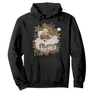 Funny Retro Black Santa Merry Christmas Leopard Hoodie TS11 Black Print Your Wear