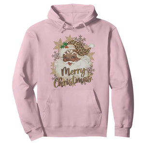 Funny Retro Black Santa Merry Christmas Leopard Hoodie TS11 Light Pink Print Your Wear