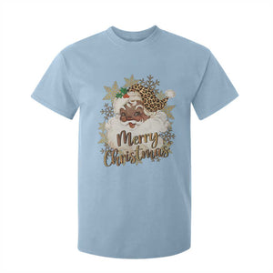 Funny Retro Black Santa Merry Christmas Leopard T Shirt For Kid TS11 Light Blue Print Your Wear