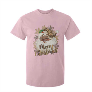 Funny Retro Black Santa Merry Christmas Leopard T Shirt For Kid TS11 Light Pink Print Your Wear