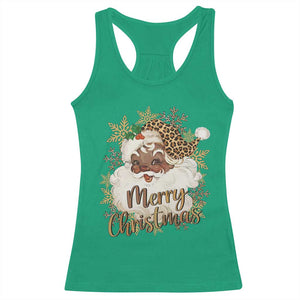 Funny Retro Black Santa Merry Christmas Leopard Racerback Tank Top TS11 Irish Green Print Your Wear