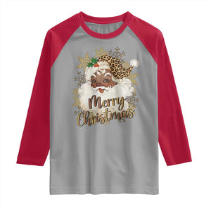Funny Retro Black Santa Merry Christmas Leopard Raglan Shirt TS11 Sport Gray Red Print Your Wear