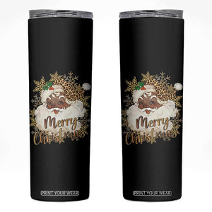 Funny Retro Black Santa Merry Christmas Leopard Skinny Tumbler TS11 Black Print Your Wear