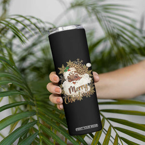 Funny Retro Black Santa Merry Christmas Leopard Skinny Tumbler TS11 Print Your Wear
