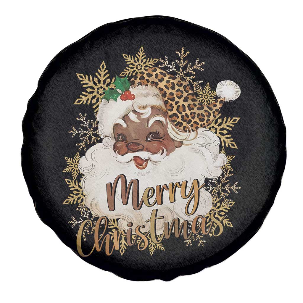 Funny Retro Black Santa Merry Christmas Leopard Spare Tire Cover TS11 Print Your Wear