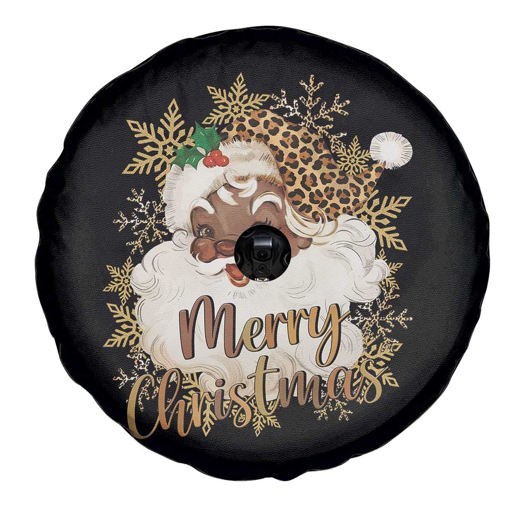 Funny Retro Black Santa Merry Christmas Leopard Spare Tire Cover TS11 Print Your Wear