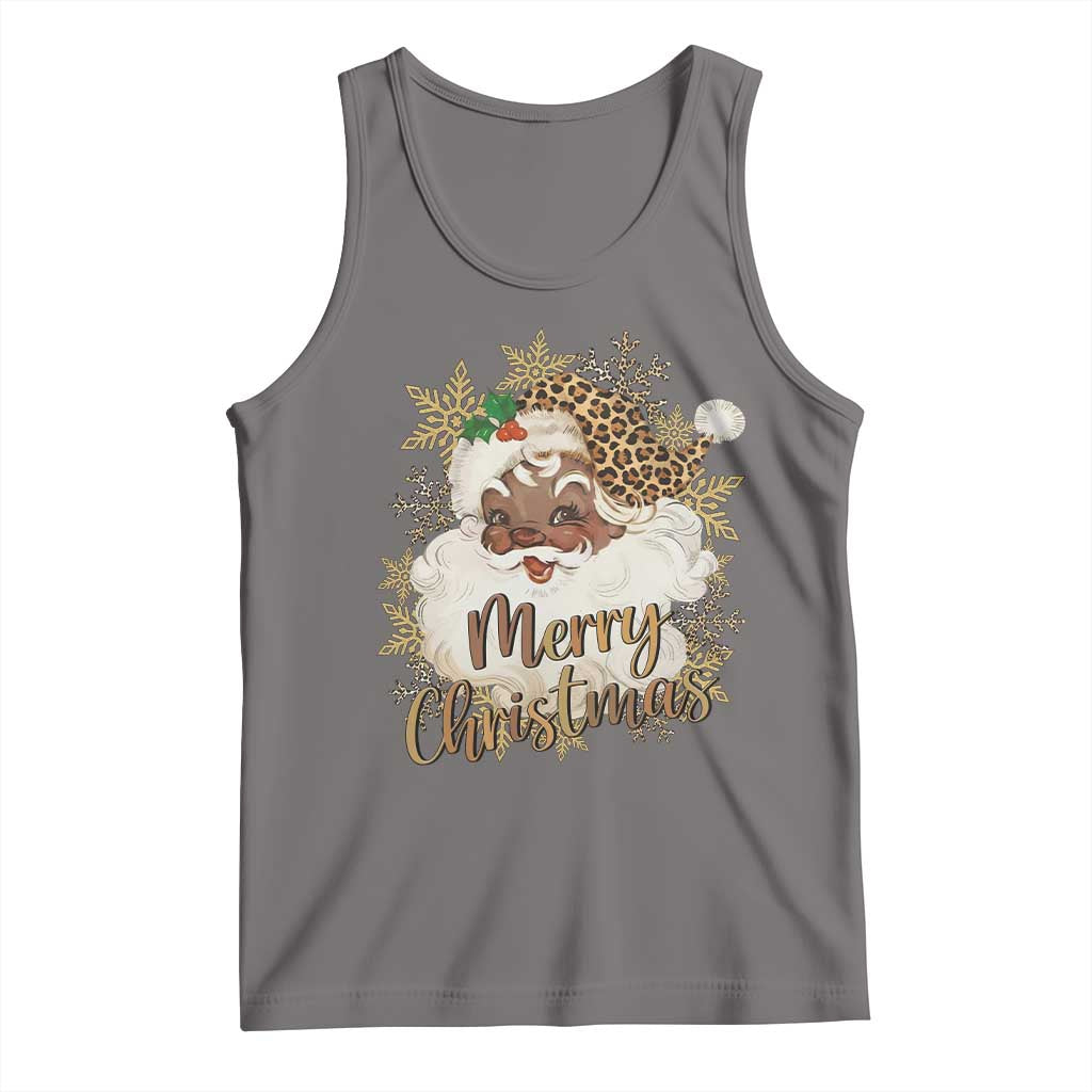 Funny Retro Black Santa Merry Christmas Leopard Tank Top TS11 Deep Heather Print Your Wear