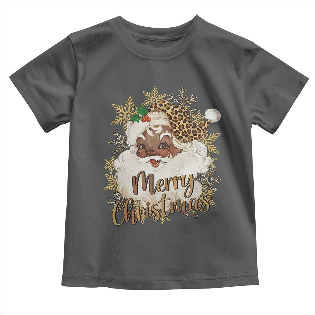 Funny Retro Black Santa Merry Christmas Leopard Toddler T Shirt TS11 Dark Heather Print Your Wear