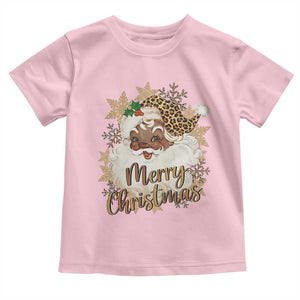 Funny Retro Black Santa Merry Christmas Leopard Toddler T Shirt TS11 Light Pink Print Your Wear