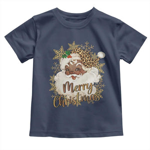 Funny Retro Black Santa Merry Christmas Leopard Toddler T Shirt TS11 Navy Print Your Wear