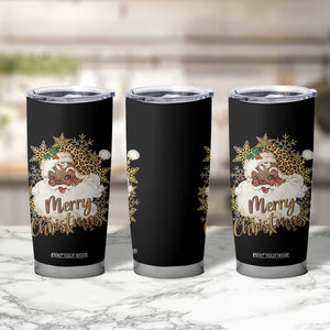 Funny Retro Black Santa Merry Christmas Leopard Tumbler Cup TS11 Print Your Wear
