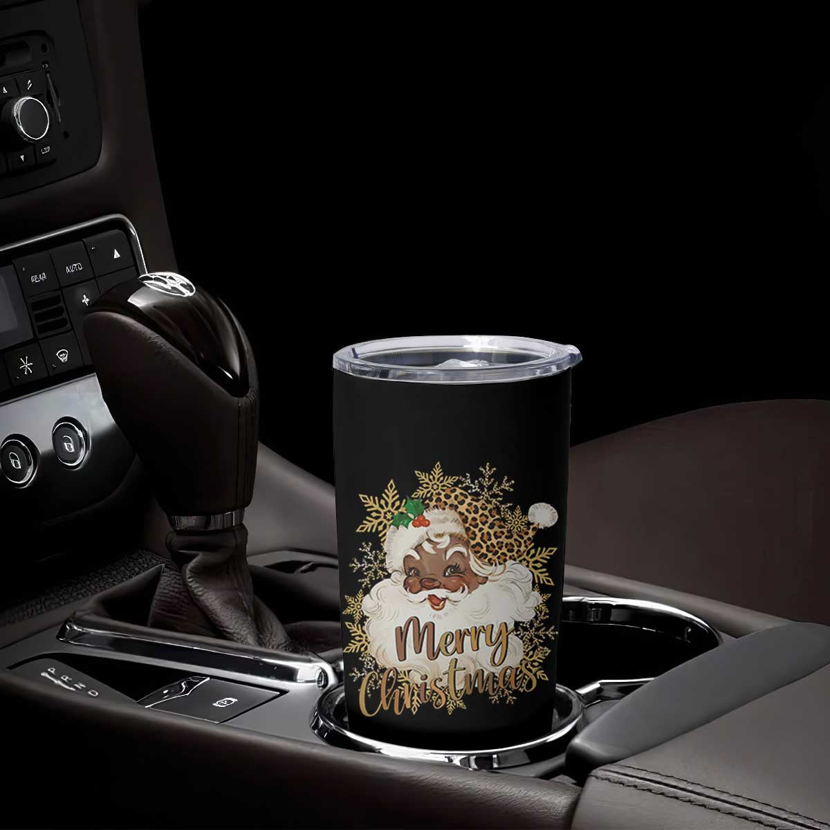 Funny Retro Black Santa Merry Christmas Leopard Tumbler Cup TS11 Print Your Wear