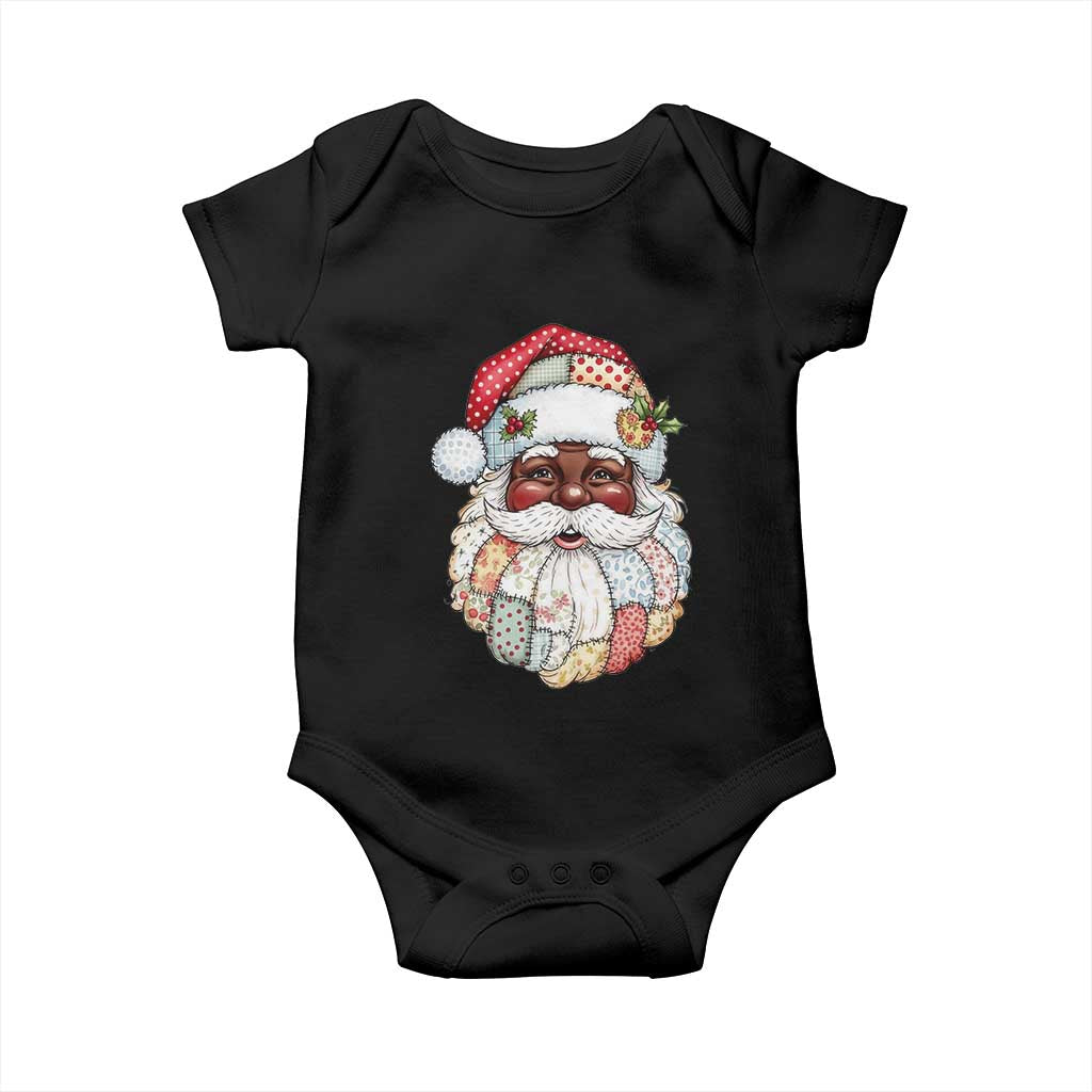 African American Christmas Retro Patchwork Black Santa Baby Onesie TS11 Black Print Your Wear