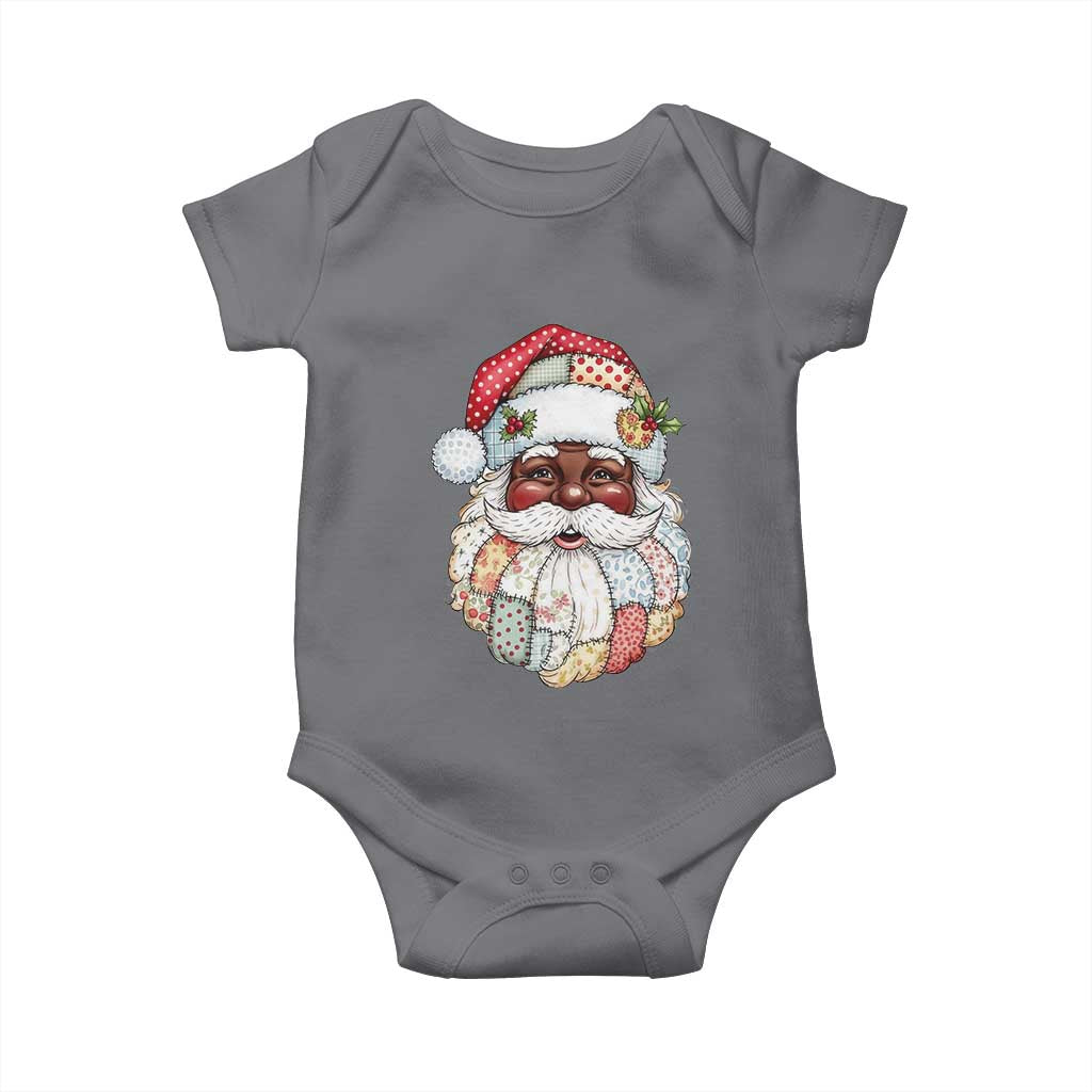 African American Christmas Retro Patchwork Black Santa Baby Onesie TS11 Charcoal Print Your Wear