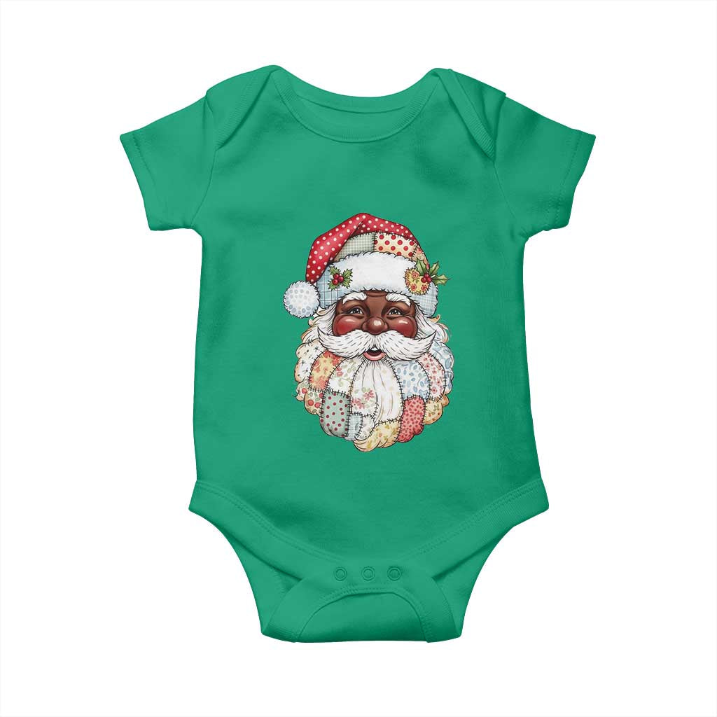 African American Christmas Retro Patchwork Black Santa Baby Onesie TS11 Irish Green Print Your Wear
