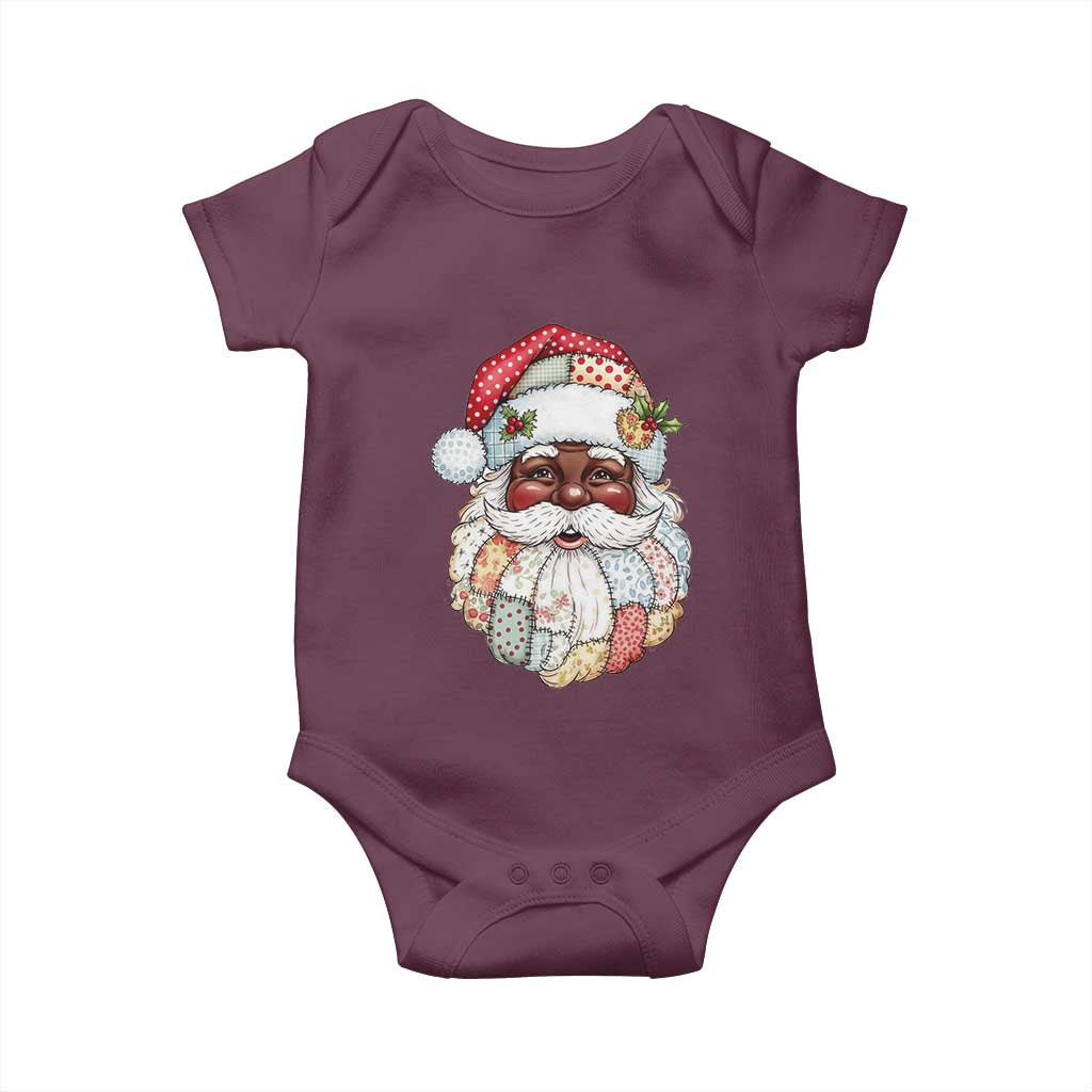 African American Christmas Retro Patchwork Black Santa Baby Onesie TS11 Maroon Print Your Wear