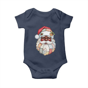 African American Christmas Retro Patchwork Black Santa Baby Onesie TS11 Navy Print Your Wear