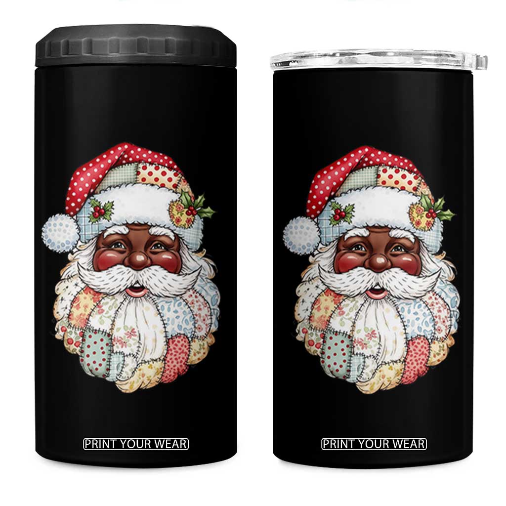 African American Christmas Retro Patchwork Black Santa 4 in 1 Can Cooler Tumbler TS11 One Size: 16 oz Black Print Your Wear