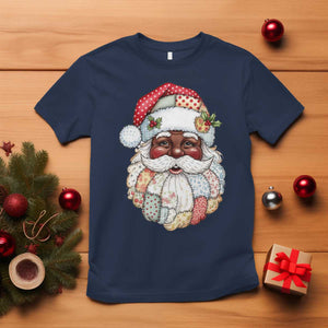 African American Christmas Retro Patchwork Black Santa T Shirt TS11 Navy Print Your Wear