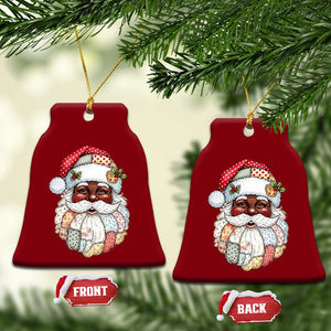 African American Christmas Retro Patchwork Black Santa Ceramic Ornament TS11 Print Your Wear