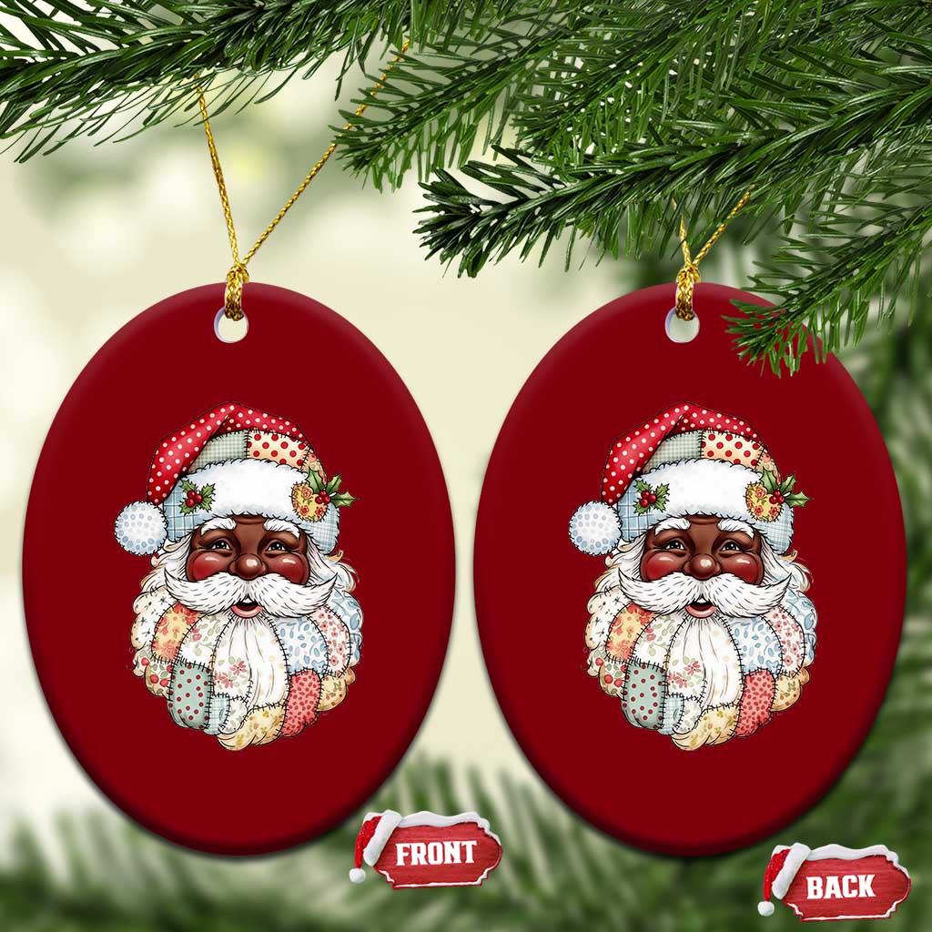 African American Christmas Retro Patchwork Black Santa Ceramic Ornament TS11 Print Your Wear