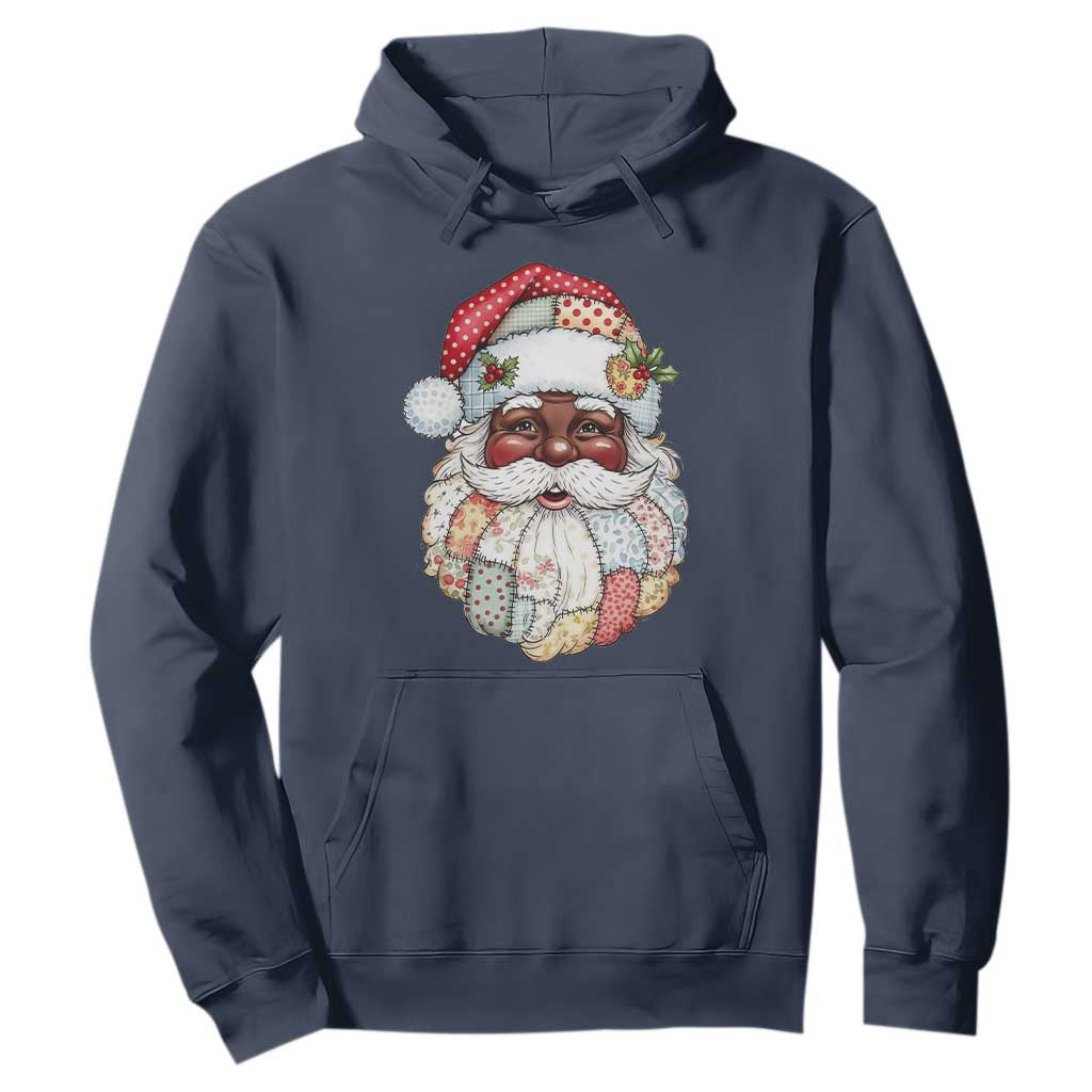African American Christmas Retro Patchwork Black Santa Hoodie TS11 Navy Print Your Wear