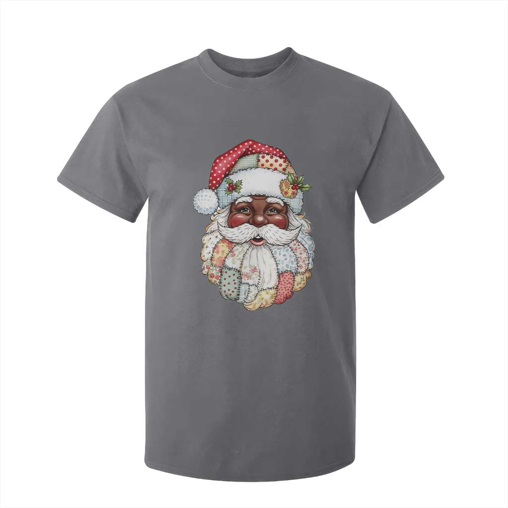 African American Christmas Retro Patchwork Black Santa T Shirt For Kid TS11 Charcoal Print Your Wear