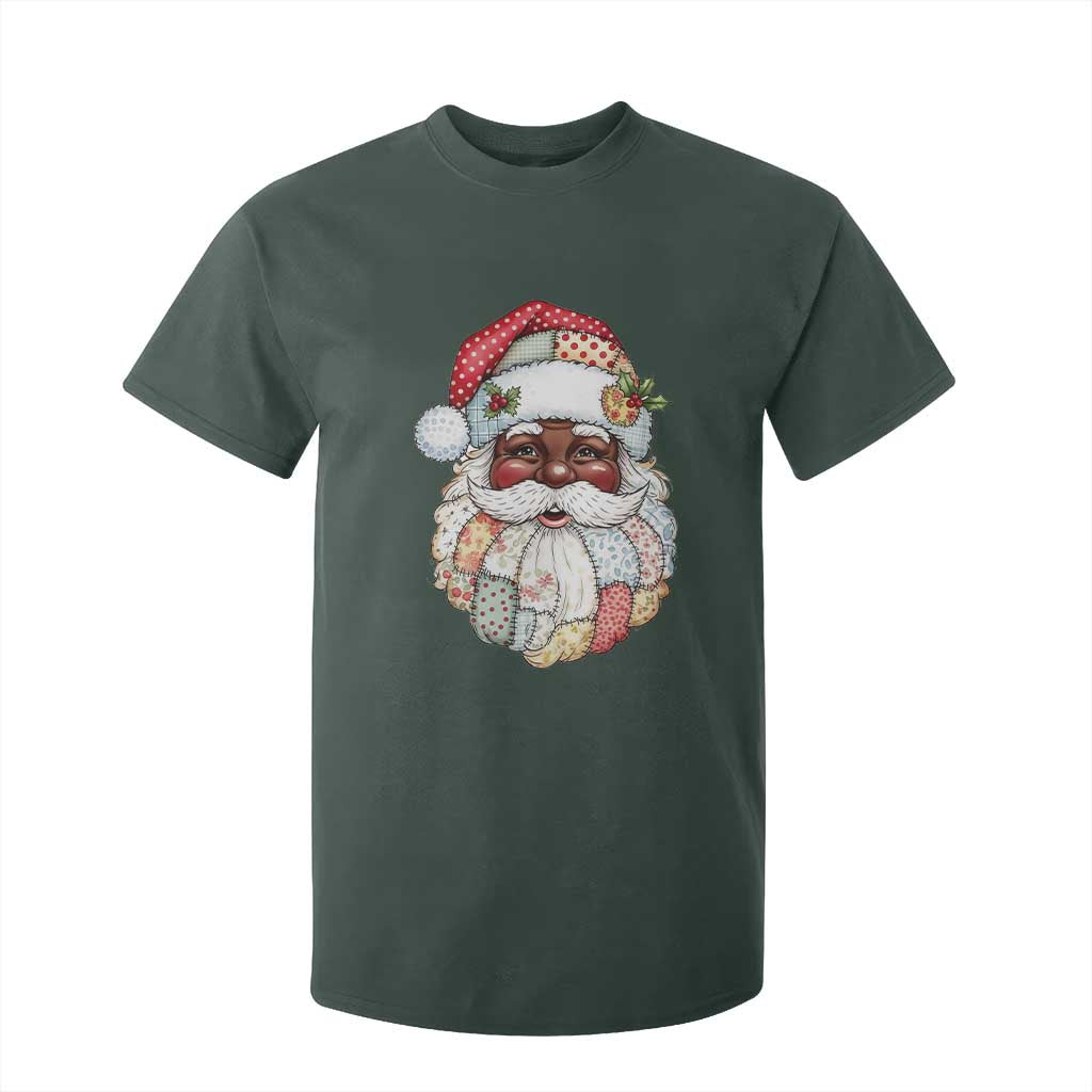 African American Christmas Retro Patchwork Black Santa T Shirt For Kid TS11 Dark Forest Green Print Your Wear