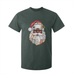 African American Christmas Retro Patchwork Black Santa T Shirt For Kid TS11 Dark Forest Green Print Your Wear