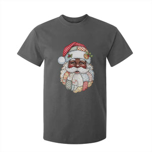 African American Christmas Retro Patchwork Black Santa T Shirt For Kid TS11 Dark Heather Print Your Wear