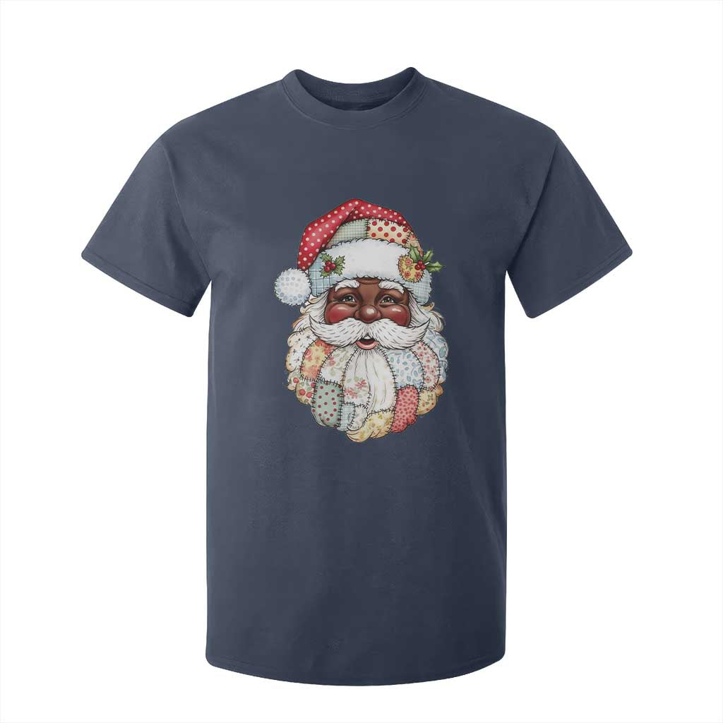 African American Christmas Retro Patchwork Black Santa T Shirt For Kid TS11 Navy Print Your Wear