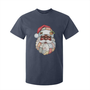 African American Christmas Retro Patchwork Black Santa T Shirt For Kid TS11 Navy Print Your Wear