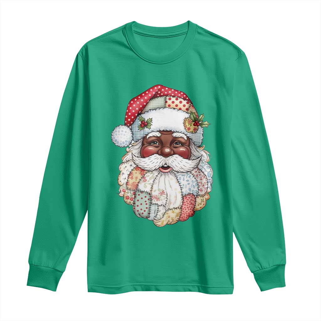 African American Christmas Retro Patchwork Black Santa Long Sleeve Shirt TS11 Irish Green Print Your Wear