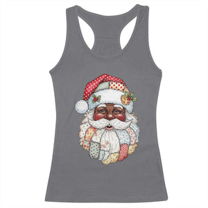 African American Christmas Retro Patchwork Black Santa Racerback Tank Top TS11 Charcoal Print Your Wear
