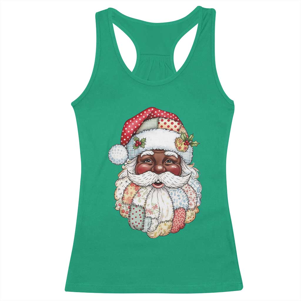 African American Christmas Retro Patchwork Black Santa Racerback Tank Top TS11 Irish Green Print Your Wear