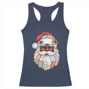 African American Christmas Retro Patchwork Black Santa Racerback Tank Top TS11 Navy Print Your Wear