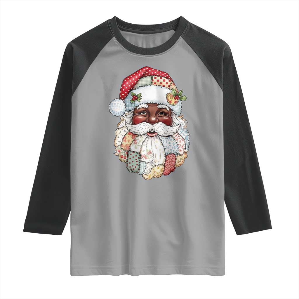 African American Christmas Retro Patchwork Black Santa Raglan Shirt TS11 Sport Gray Black Print Your Wear