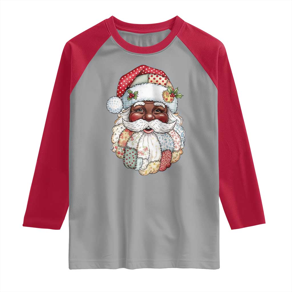 African American Christmas Retro Patchwork Black Santa Raglan Shirt TS11 Sport Gray Red Print Your Wear