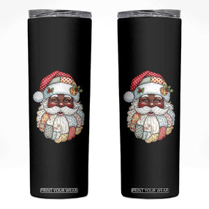 African American Christmas Retro Patchwork Black Santa Skinny Tumbler TS11 Black Print Your Wear