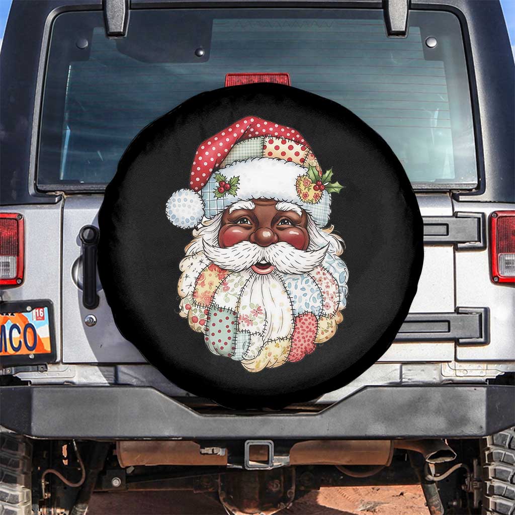 African American Christmas Retro Patchwork Black Santa Spare Tire Cover TS11 No hole Black Print Your Wear