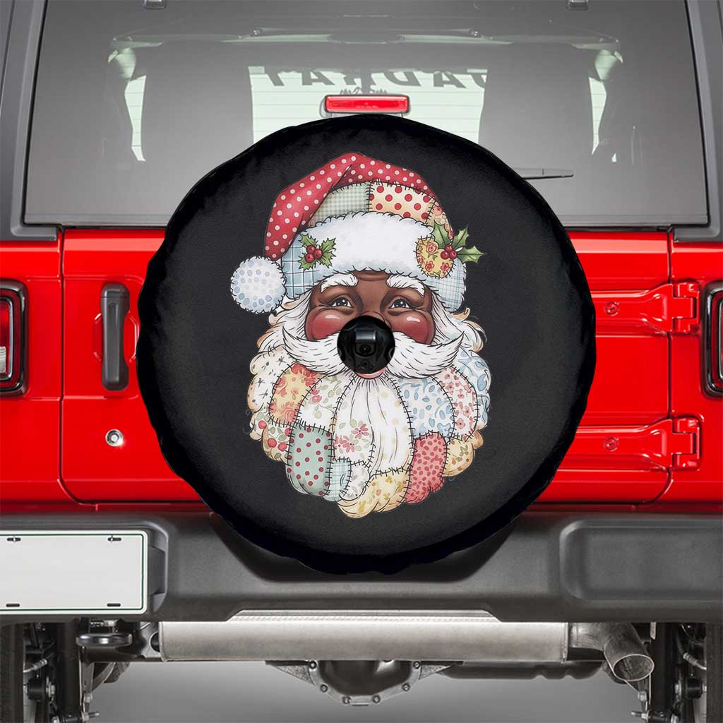 African American Christmas Retro Patchwork Black Santa Spare Tire Cover TS11 Black Print Your Wear