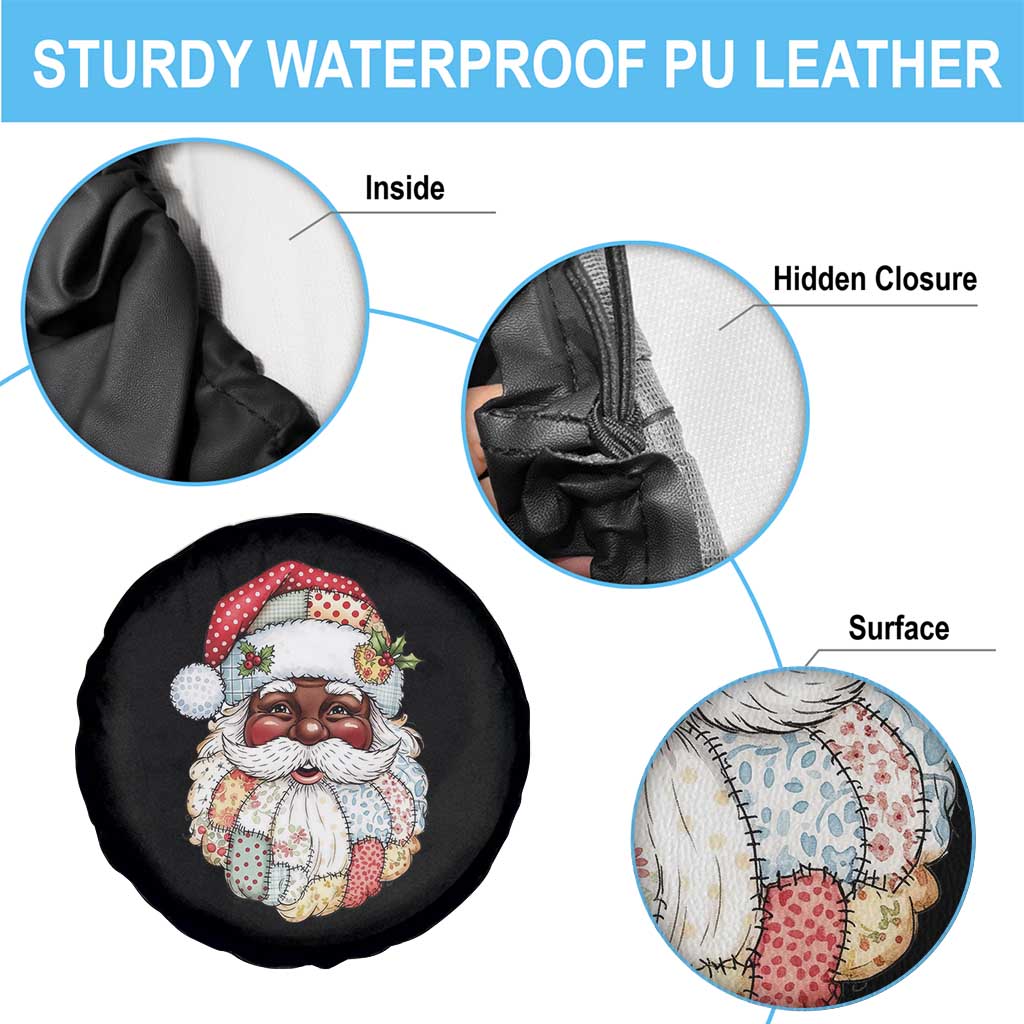 African American Christmas Retro Patchwork Black Santa Spare Tire Cover TS11 Print Your Wear