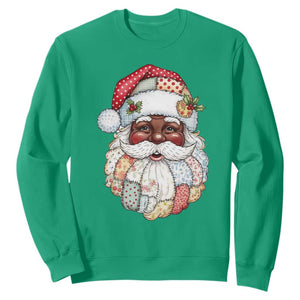 African American Christmas Retro Patchwork Black Santa Sweatshirt TS11 Irish Green Print Your Wear