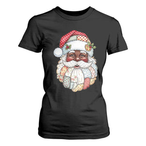 African American Christmas Retro Patchwork Black Santa T Shirt For Women TS11 Black Print Your Wear