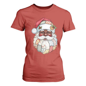 African American Christmas Retro Patchwork Black Santa T Shirt For Women TS11 Red Print Your Wear