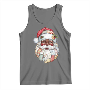 African American Christmas Retro Patchwork Black Santa Tank Top TS11 Black Heather Print Your Wear