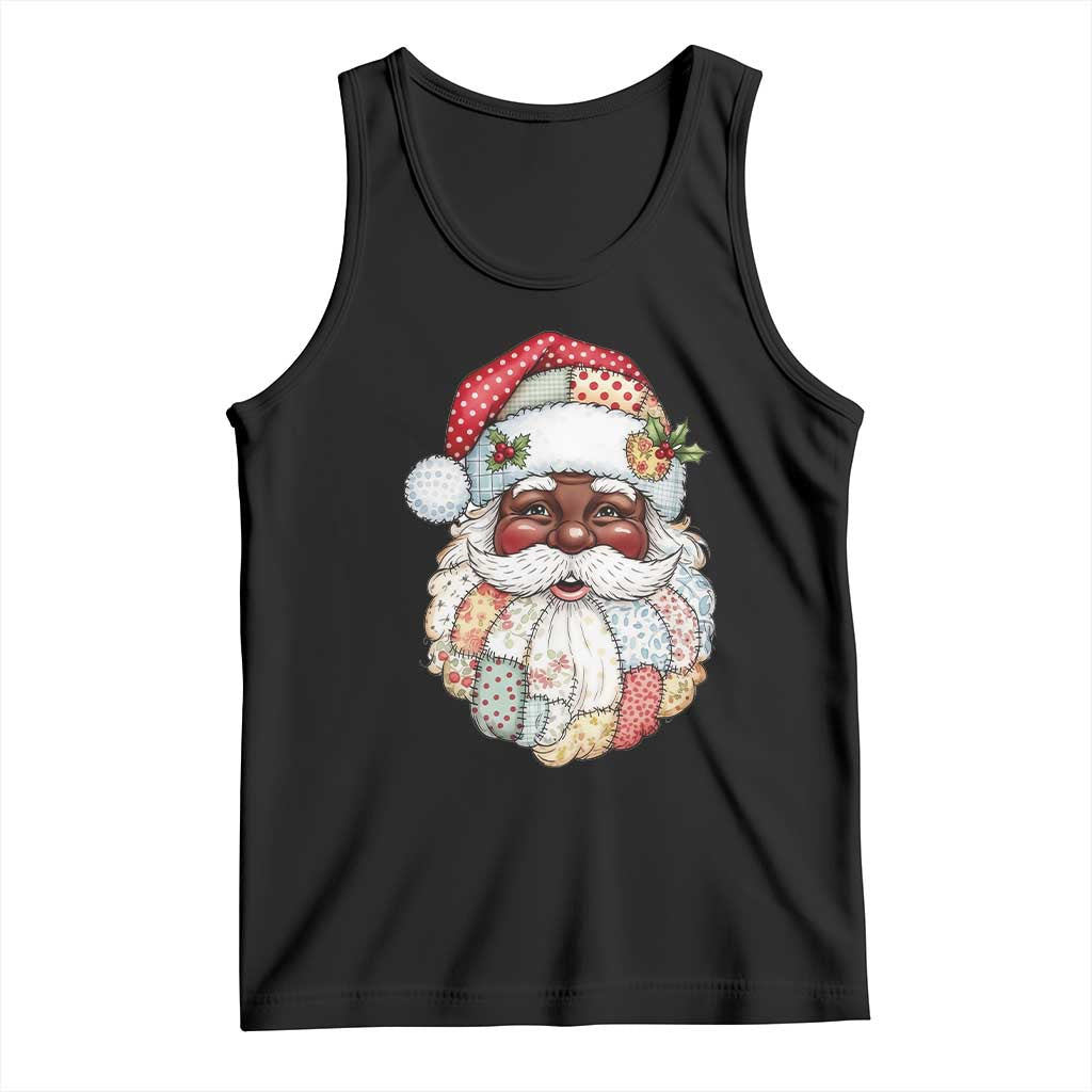 African American Christmas Retro Patchwork Black Santa Tank Top TS11 Black Print Your Wear